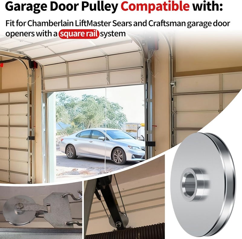 Pulems Garage Door Parts Opener Pulley 144C56, Aluminum Metal Pulley Compatible with Chamberlain, LiftMaster, Craftsman Opener Models - Replacement Cable Chain Drive Pulley Assembly for 1/2 & 1/3 HP Openers - Image 5
